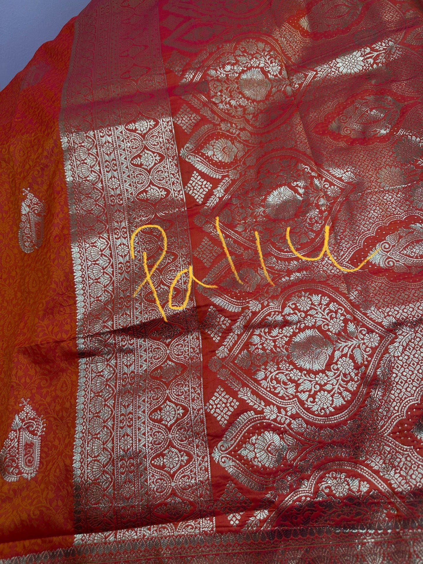 Self Weaving OrangeZari Silk Saree
