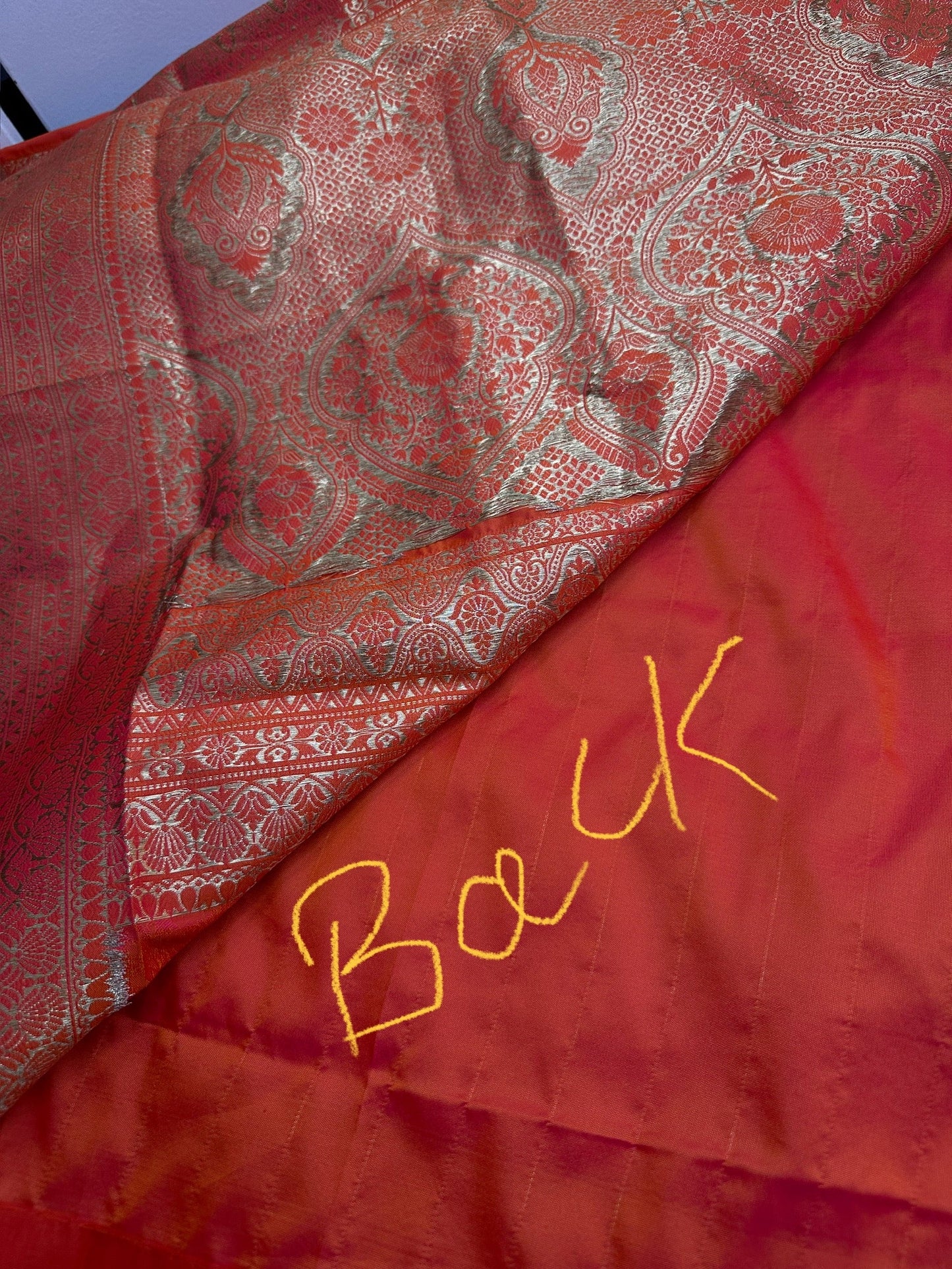 Self Weaving OrangeZari Silk Saree