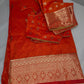 Self Weaving OrangeZari Silk Saree