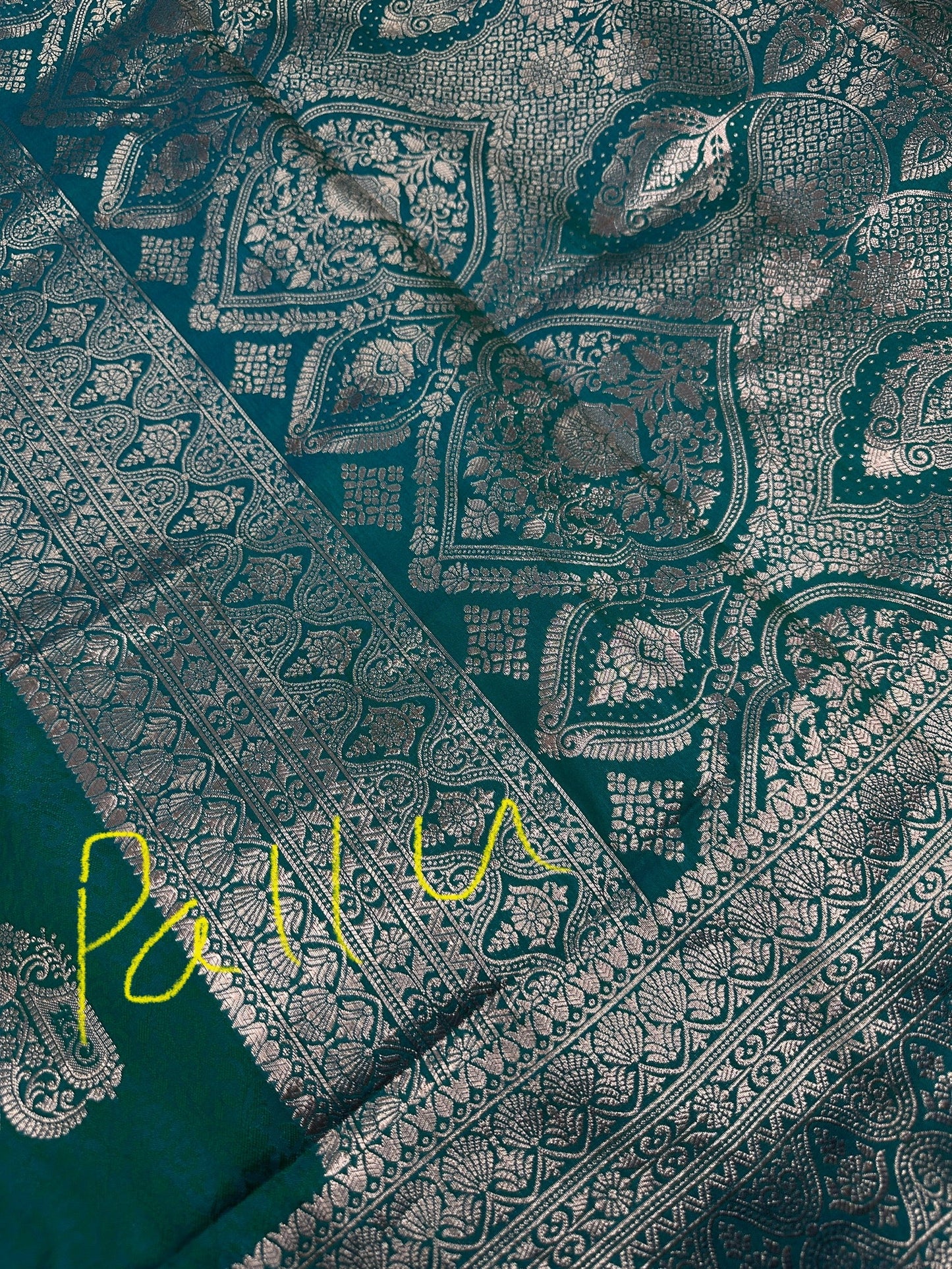 Self Weaving Green Zari Silk Saree
