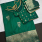 Self Weaving Green Zari Silk Saree