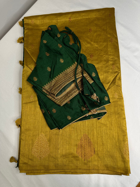 Raw Mango Light Weight Green Saree