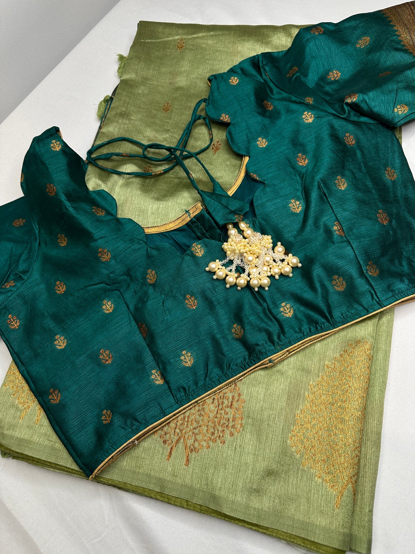 Raw Mango Light Weight Green Saree