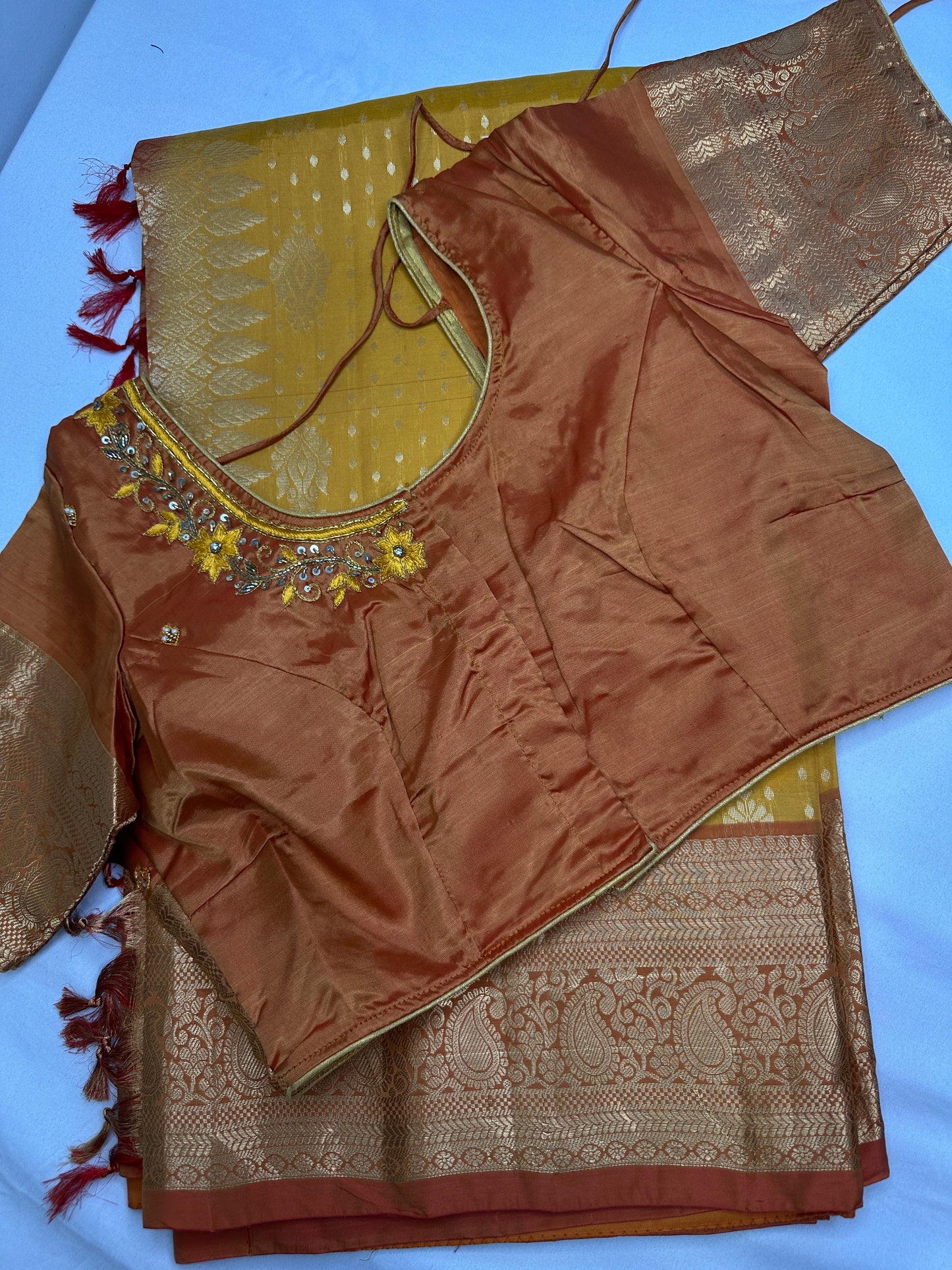 Kanchi Soft Silk Mustard Yellow Saree