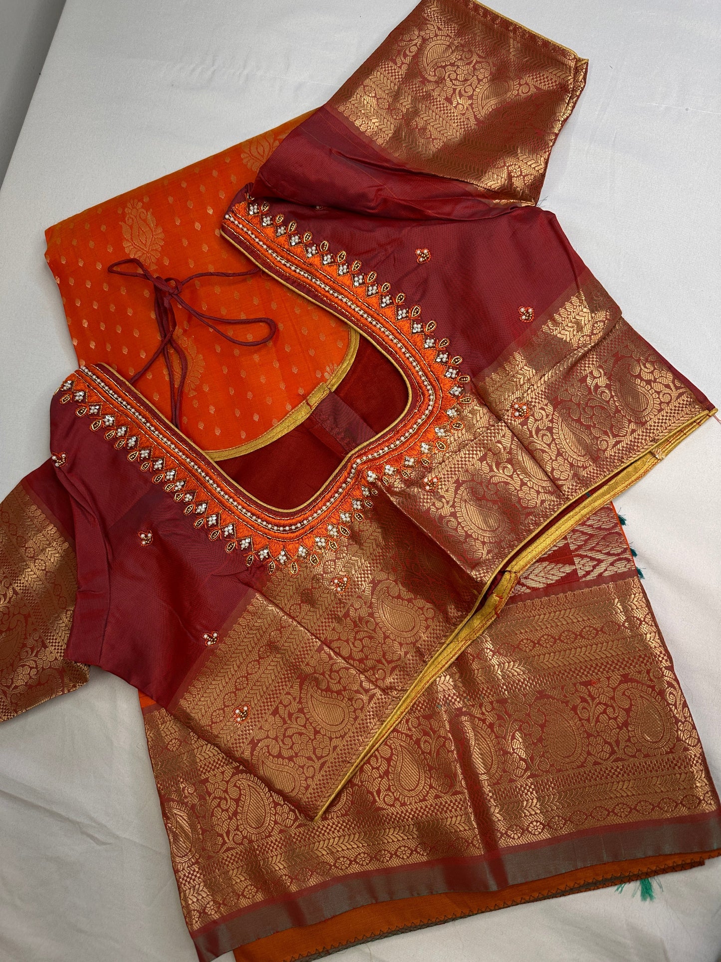 Kanchi Soft Silk Orange Saree