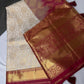 Kanchi Brocade Soft Silk Cream Pink Saree
