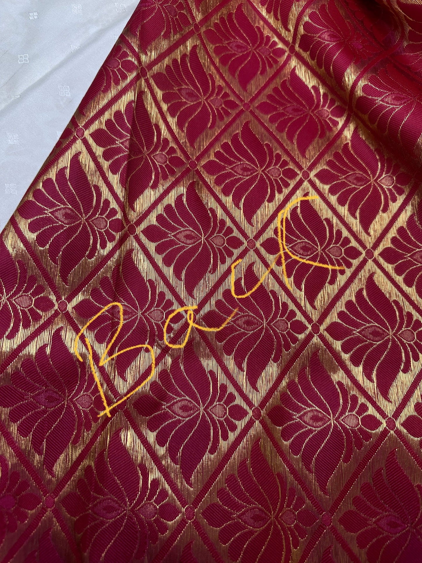 Kanchi Brocade Soft Silk Cream Pink Saree