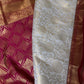 Kanchi Brocade Soft Silk Cream Pink Saree