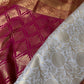 Kanchi Brocade Soft Silk Cream Pink Saree