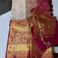Kanchi Brocade Soft Silk Cream Pink Saree