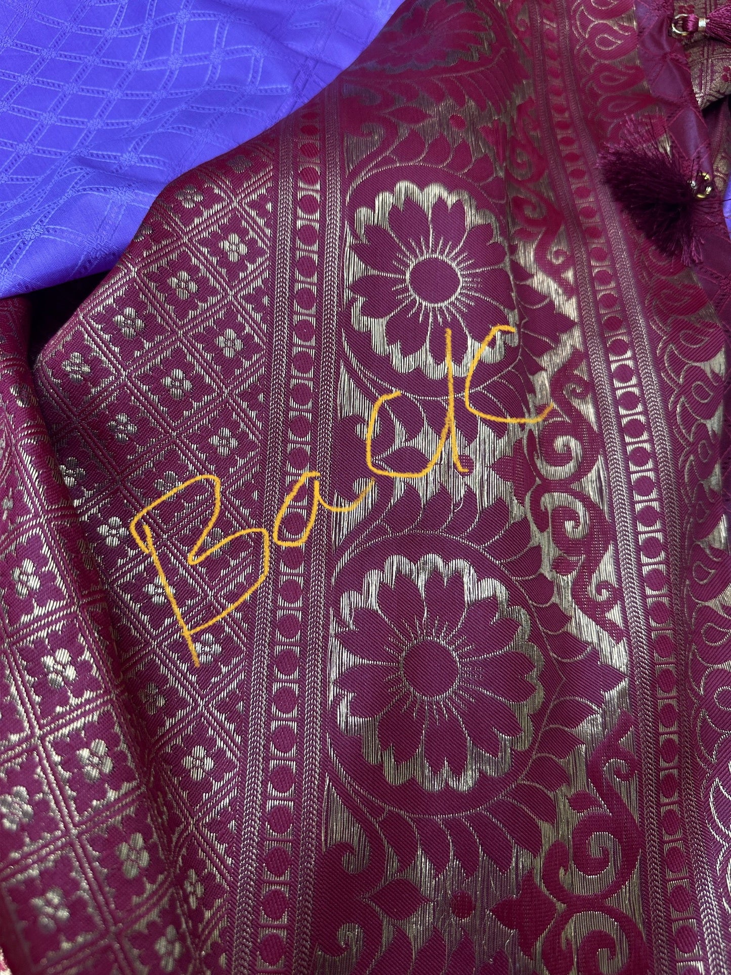 Kanchi Brocade Soft Silk Lavender Red Saree