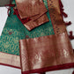 Kanchi Brocade Soft Silk Green Red Saree