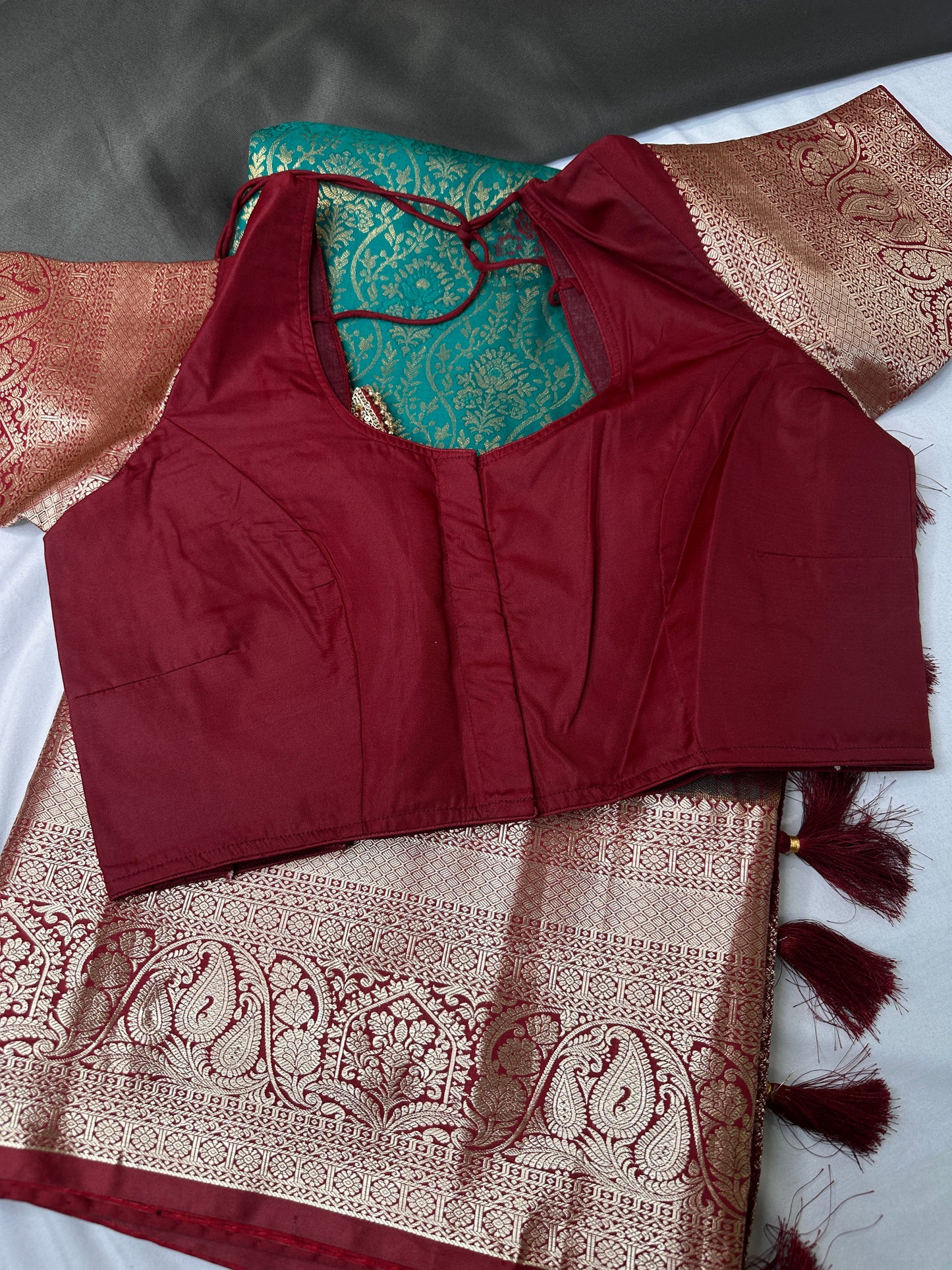 Kanchi Brocade Soft Silk Green Red Saree