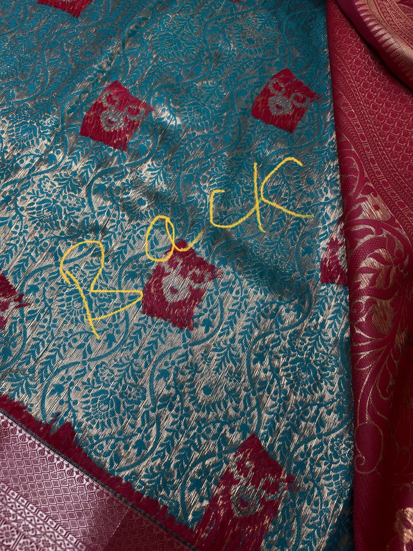 Kanchi Brocade Soft Silk Green Red Saree