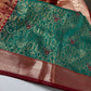 Kanchi Brocade Soft Silk Green Red Saree