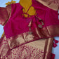 Kanchi Brocade Soft Silk Yellow Pink Saree
