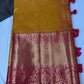Kanchi Brocade Soft Silk Yellow Pink Saree