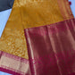 Kanchi Brocade Soft Silk Yellow Pink Saree