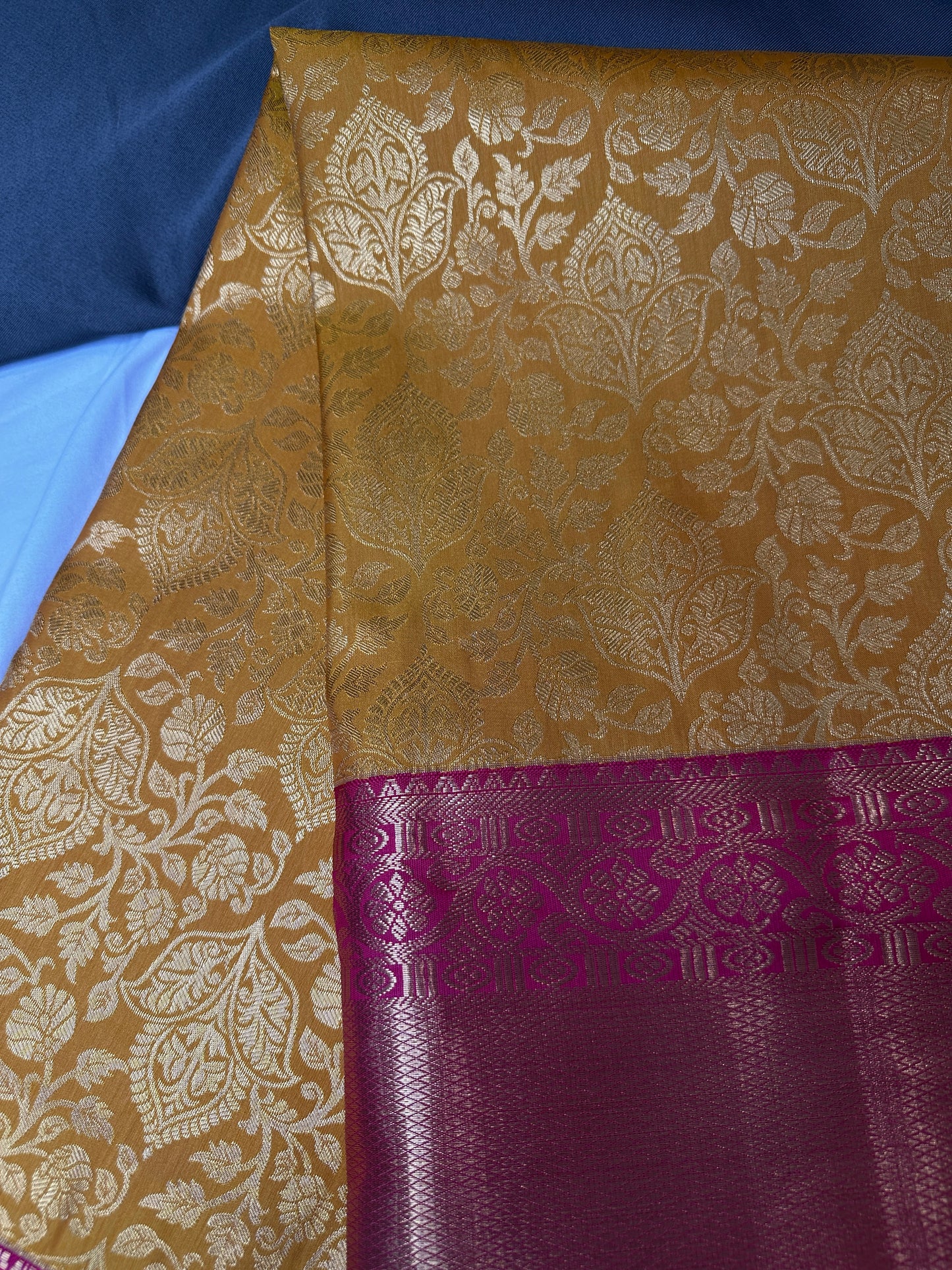 Kanchi Brocade Soft Silk Yellow Pink Saree