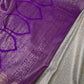 Kanchi Brocade Soft Silk Off white Purple Saree