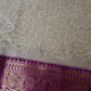 Kanchi Brocade Soft Silk Off white Purple Saree