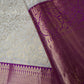 Kanchi Brocade Soft Silk Off white Purple Saree