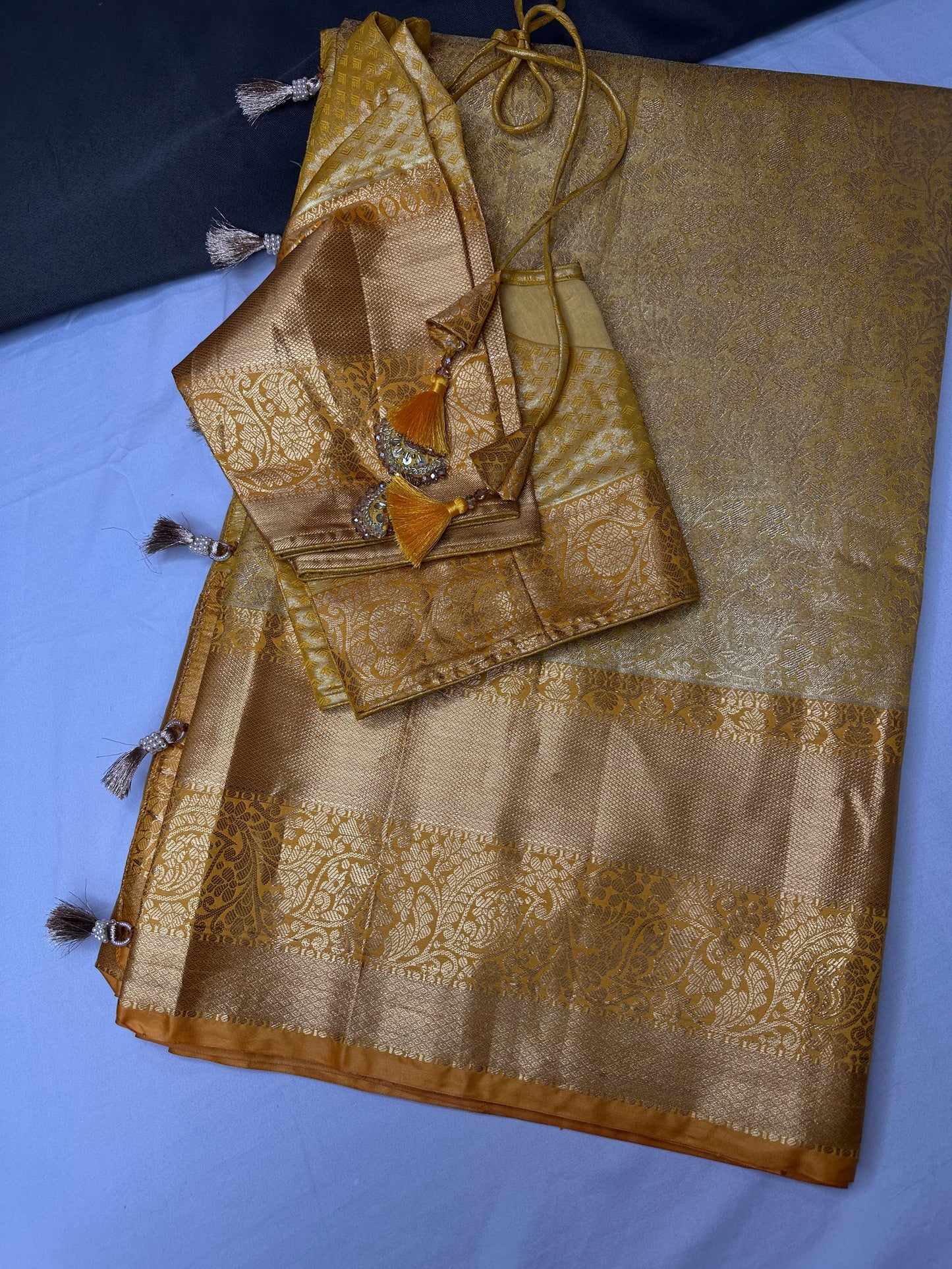 Kanchi Brocade Soft Silk Self Gold Saree