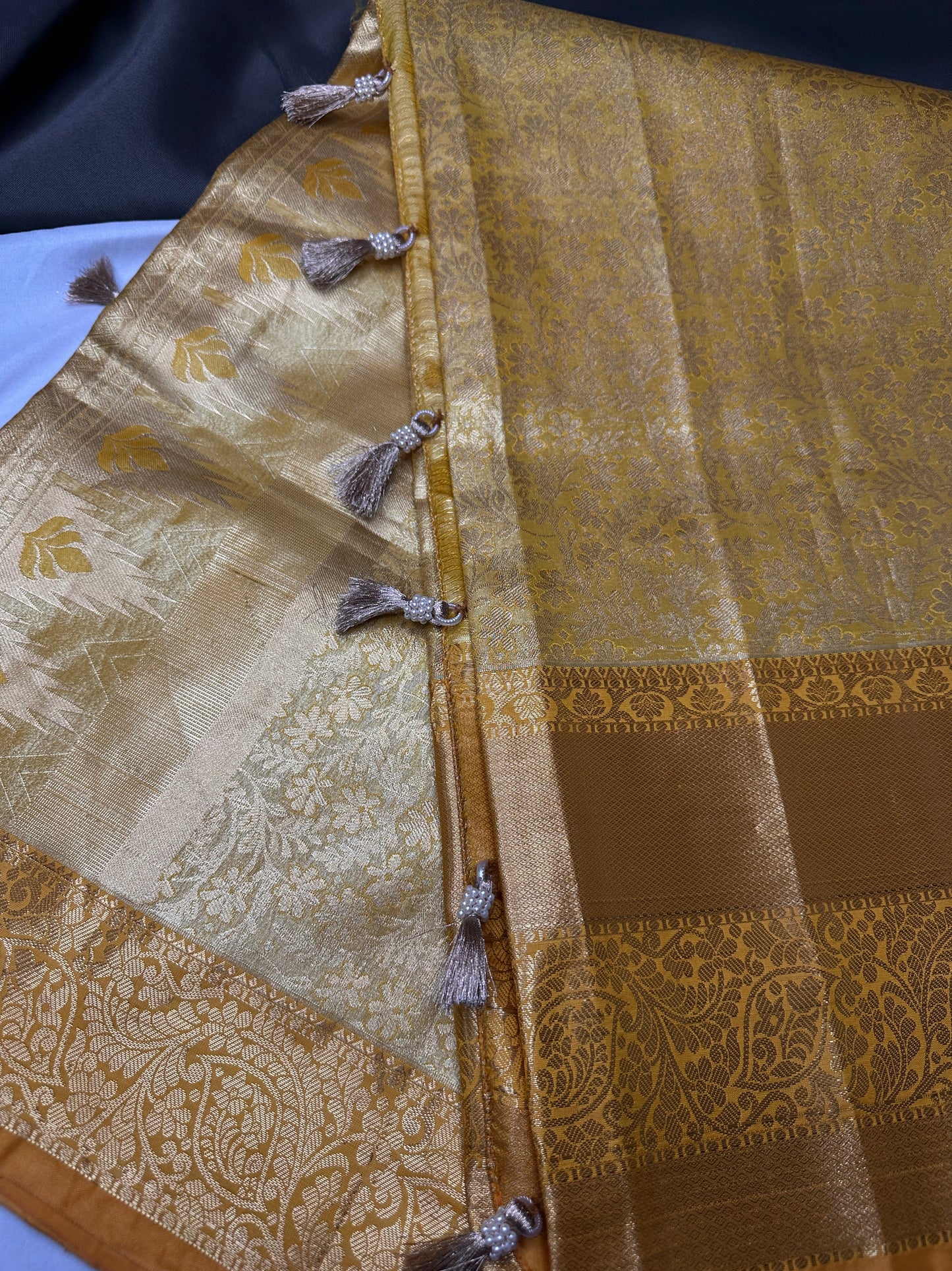 Kanchi Brocade Soft Silk Self Gold Saree