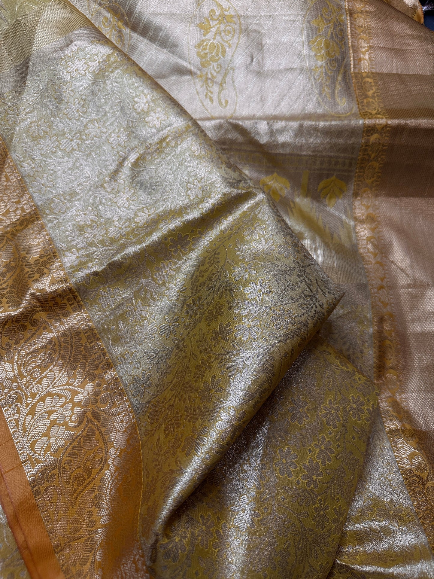 Kanchi Brocade Soft Silk Self Gold Saree