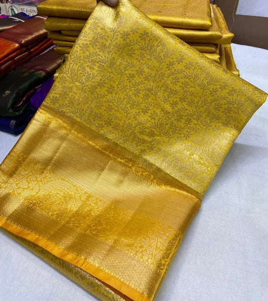 Kanchi Brocade Soft Silk Self Gold Saree