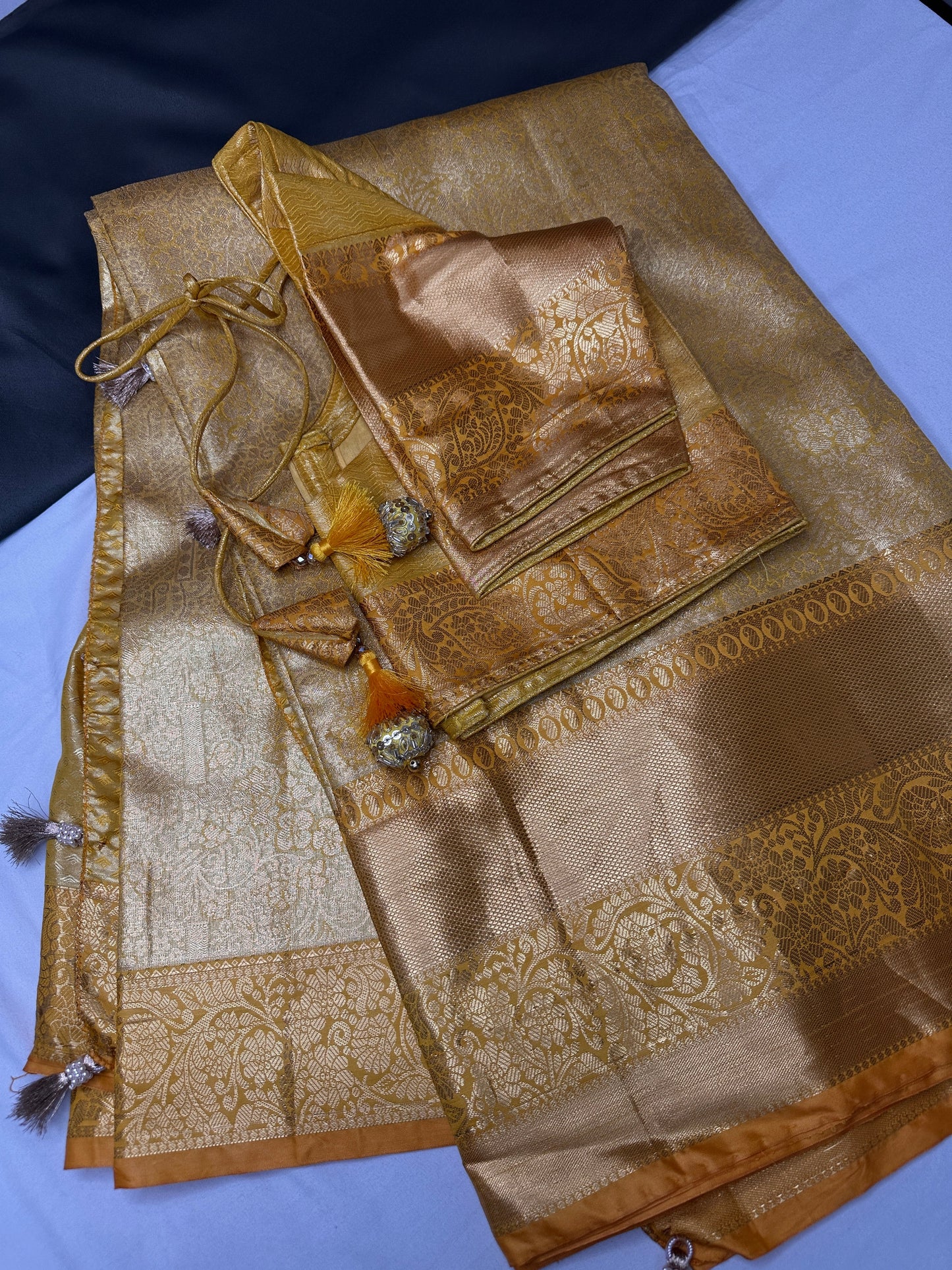 Kanchi Brocade Soft Silk Self Gold Saree