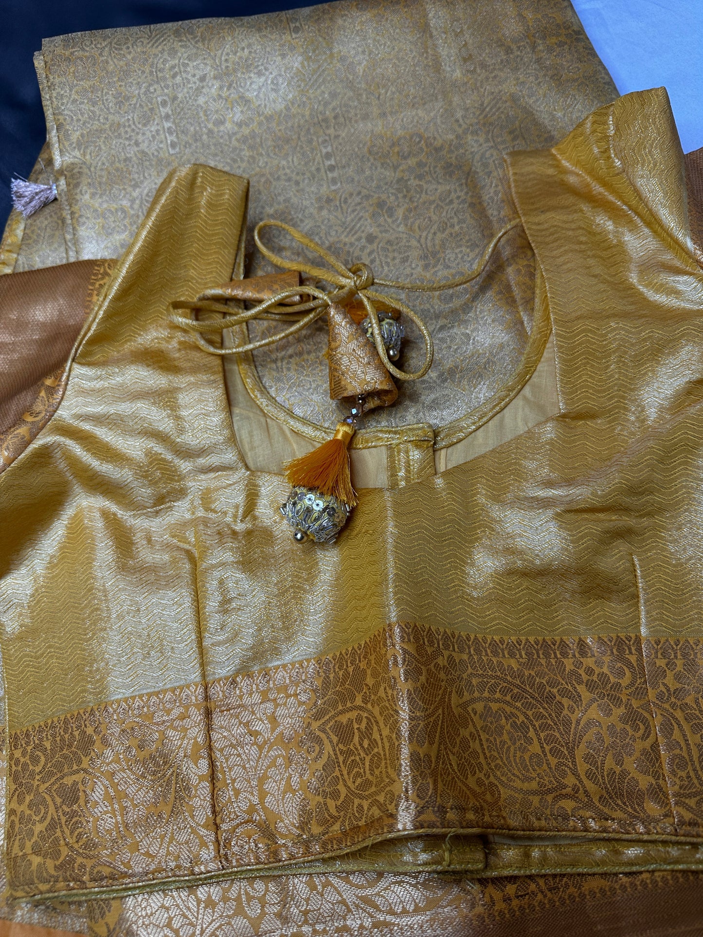 Kanchi Brocade Soft Silk Self Gold Saree
