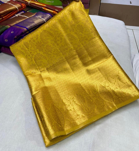 Kanchi Brocade Soft Silk Self Gold Saree