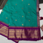 Small Border Semi Gadwal Silk Green Magenta Saree