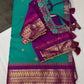 Small Border Semi Gadwal Silk Green Magenta Saree