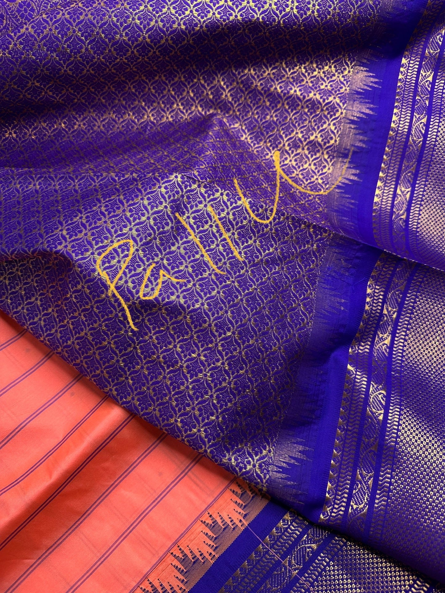 Gadwal Silk Pink Blue Checks Saree