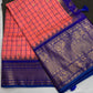 Gadwal Silk Pink Blue Checks Saree