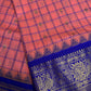 Gadwal Silk Pink Blue Checks Saree