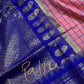 Gadwal Silk Pink Blue Checks Saree