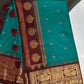 Small Border Semi Gadwal Silk Green Red Saree