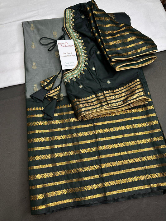 Mangalgiri Pattu Green Soft Silk Saree - 