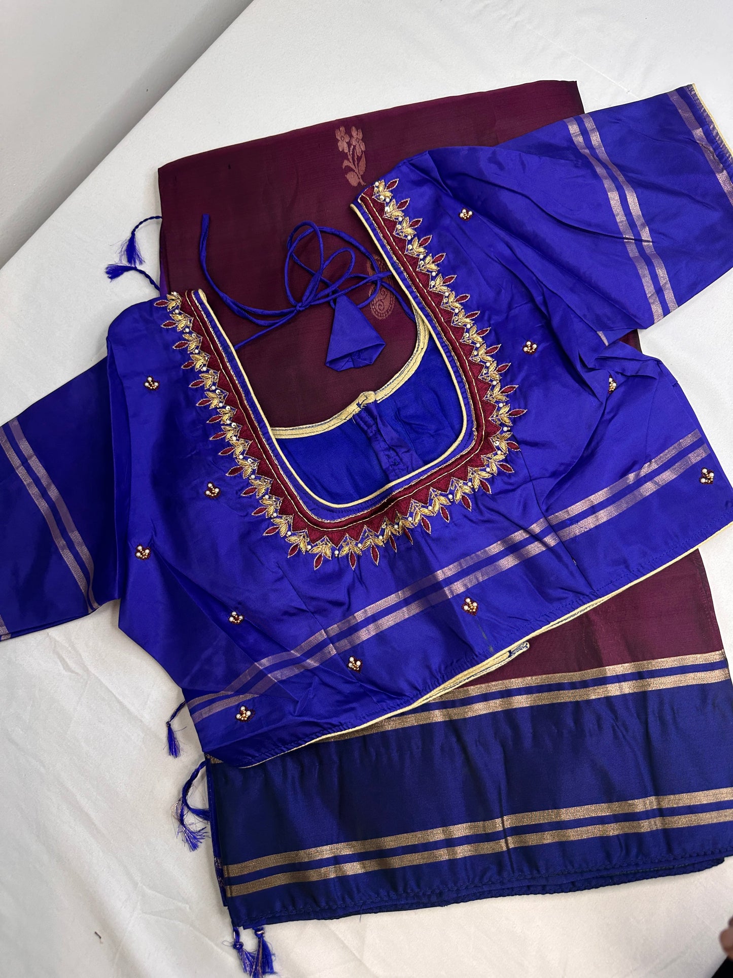 Uppad Semi Silk Purple Blue Saree
