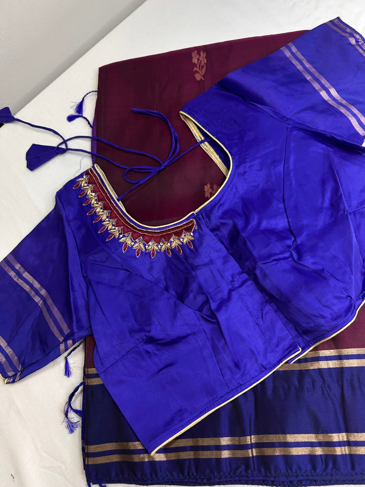 Uppad Semi Silk Purple Blue Saree