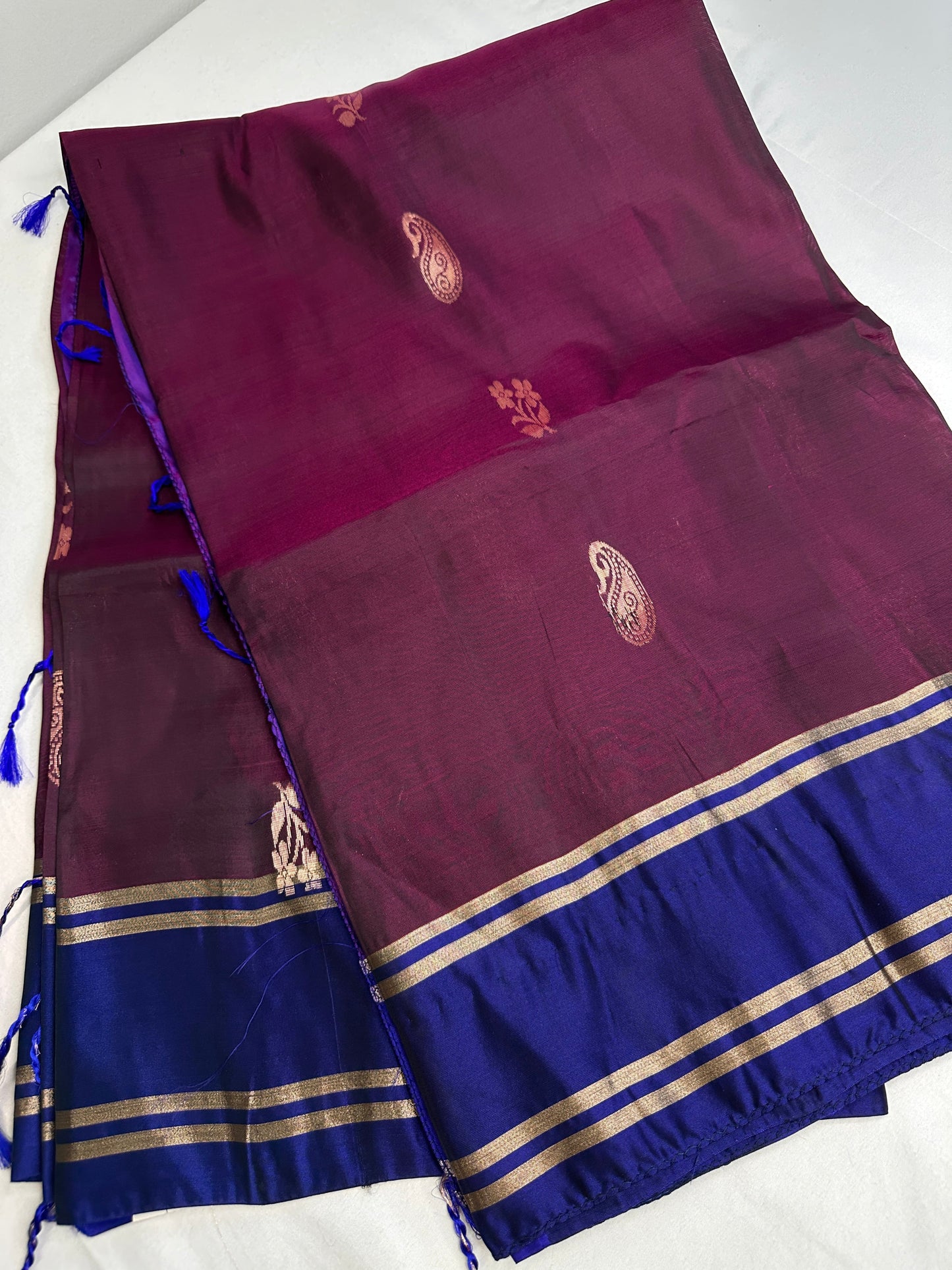 Uppad Semi Silk Purple Blue Saree