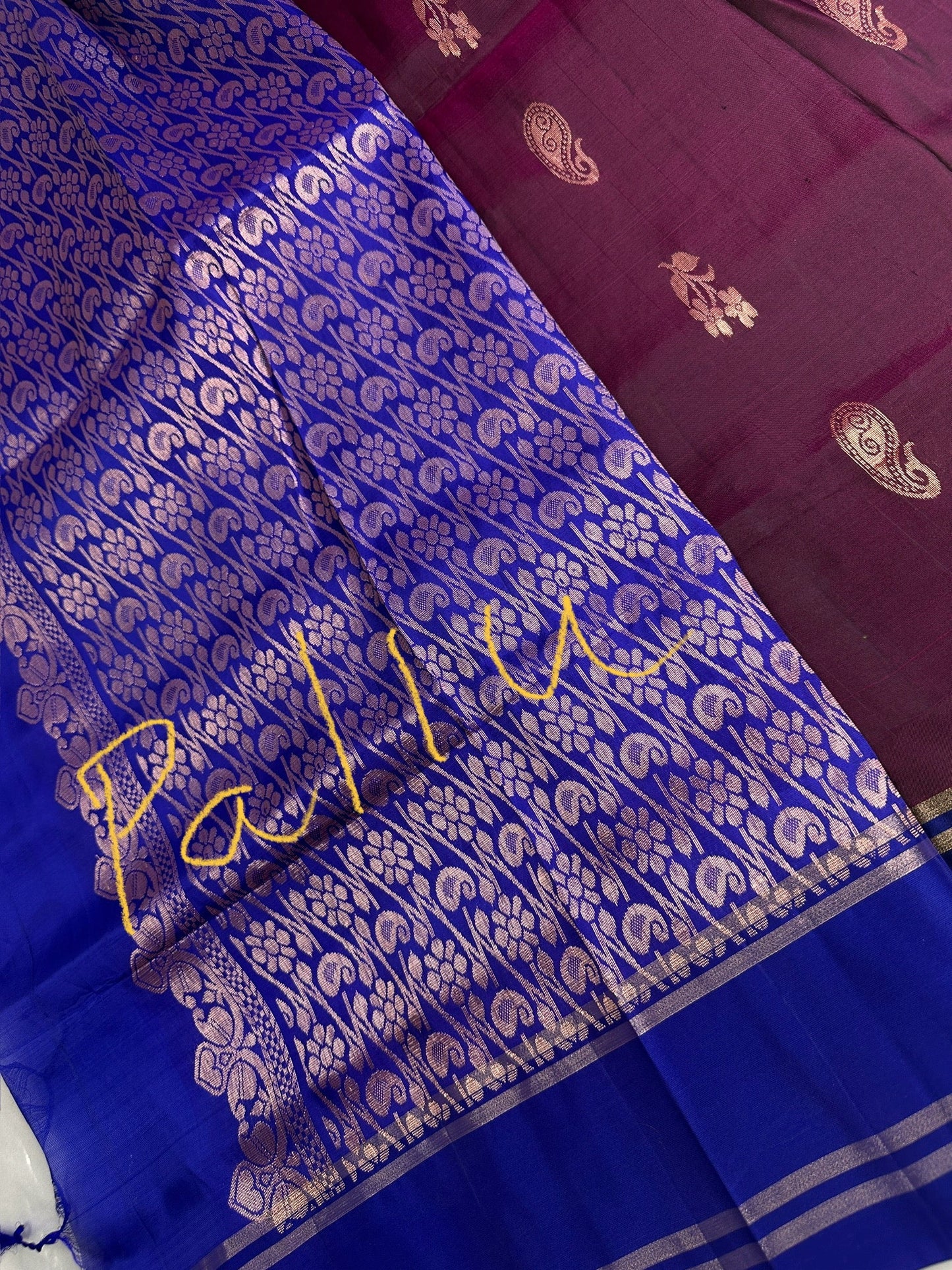 Uppad Semi Silk Purple Blue Saree