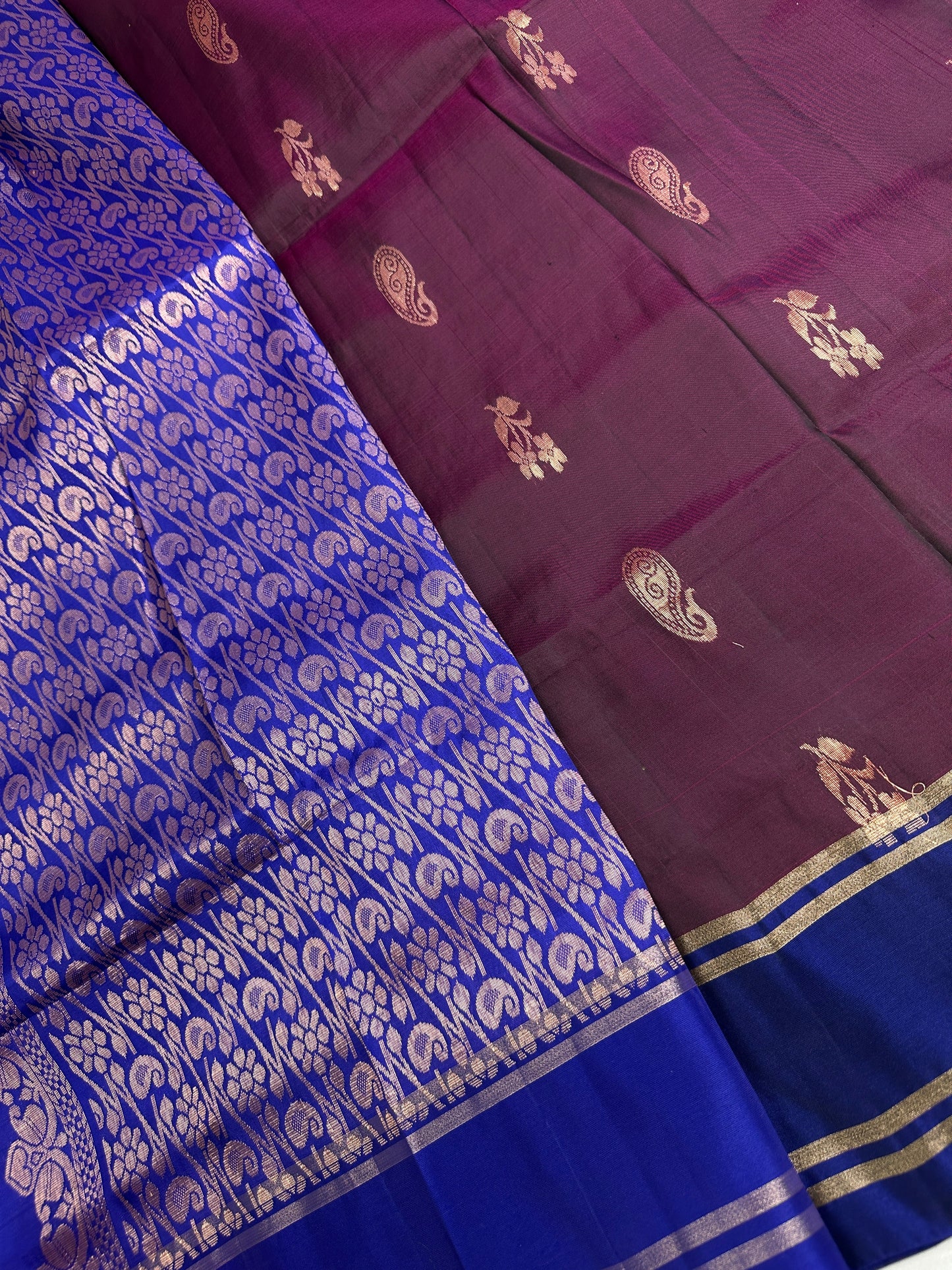 Uppad Semi Silk Purple Blue Saree