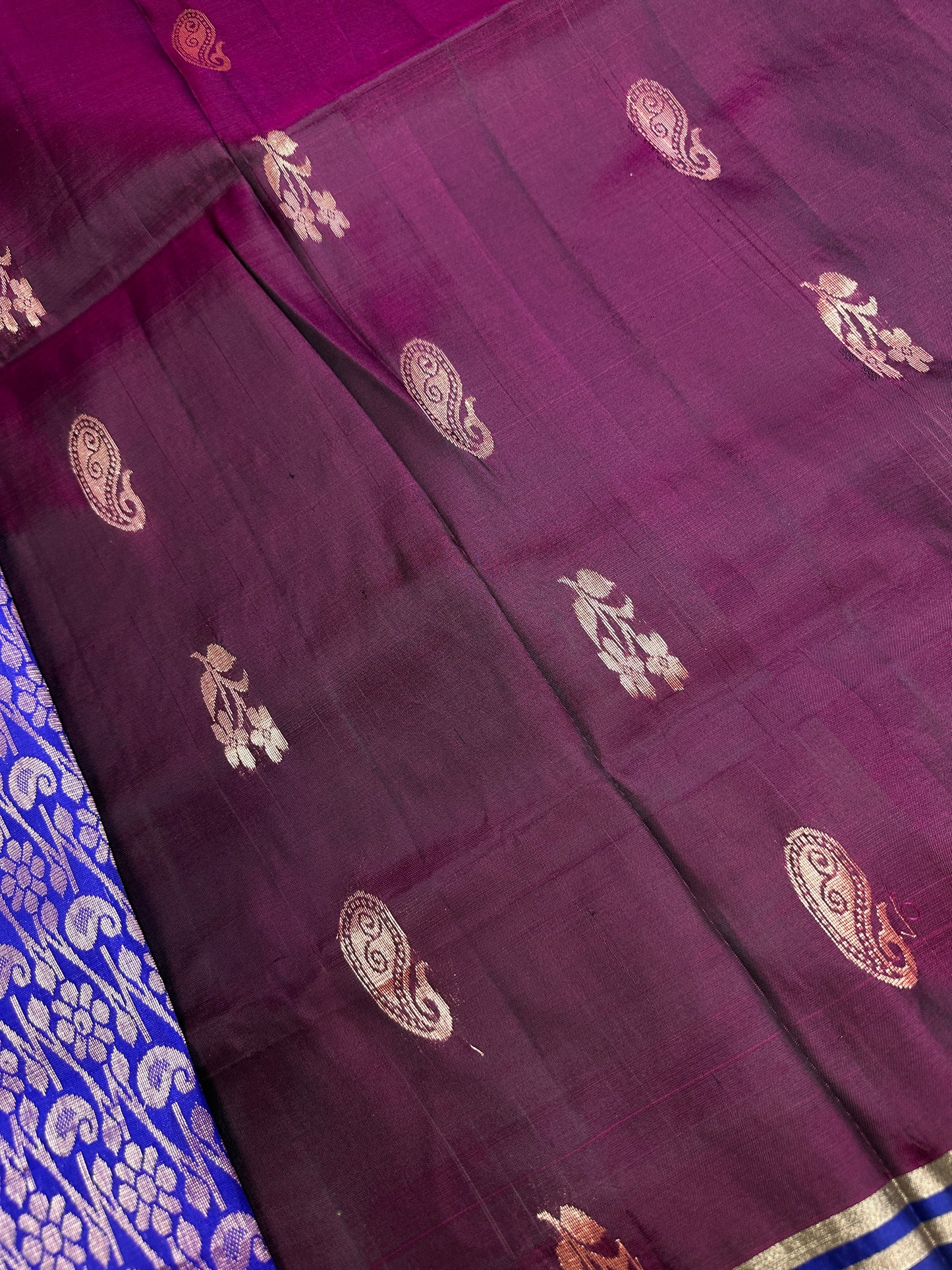 Uppad Semi Silk Purple Blue Saree