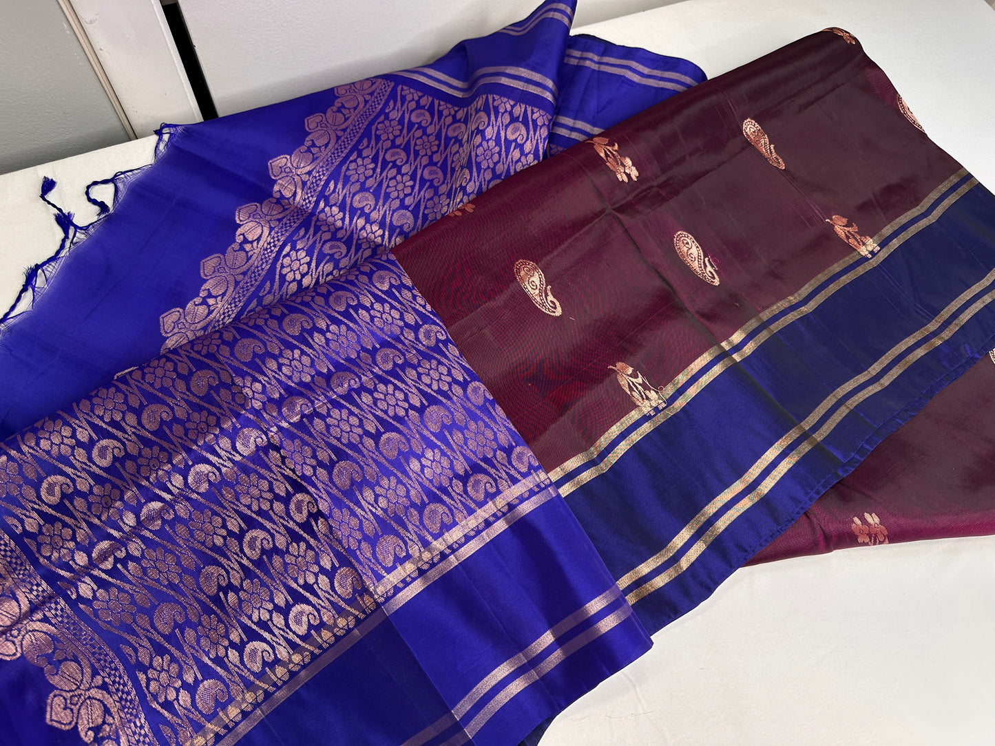 Uppad Semi Silk Purple Blue Saree