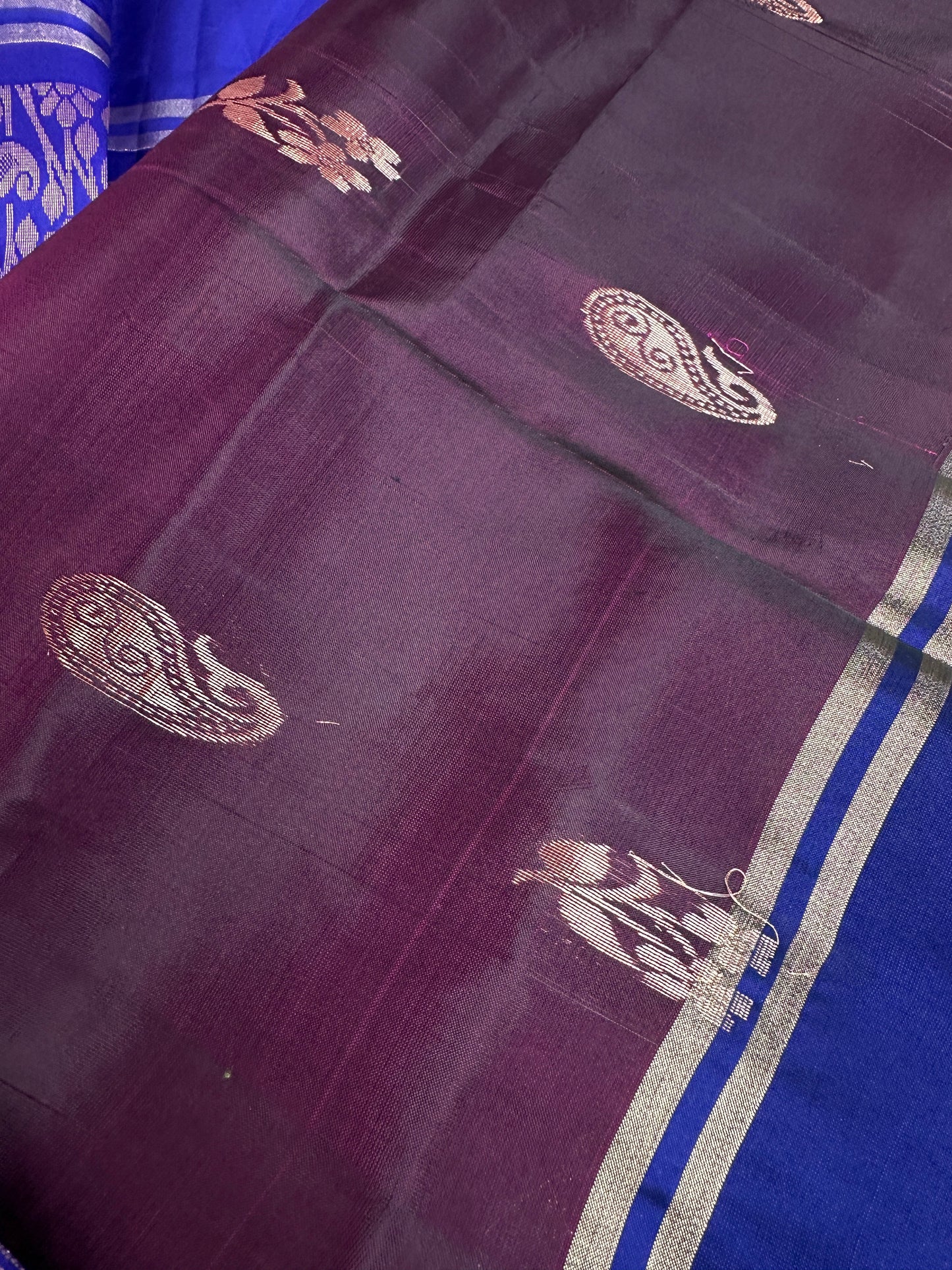 Uppad Semi Silk Purple Blue Saree