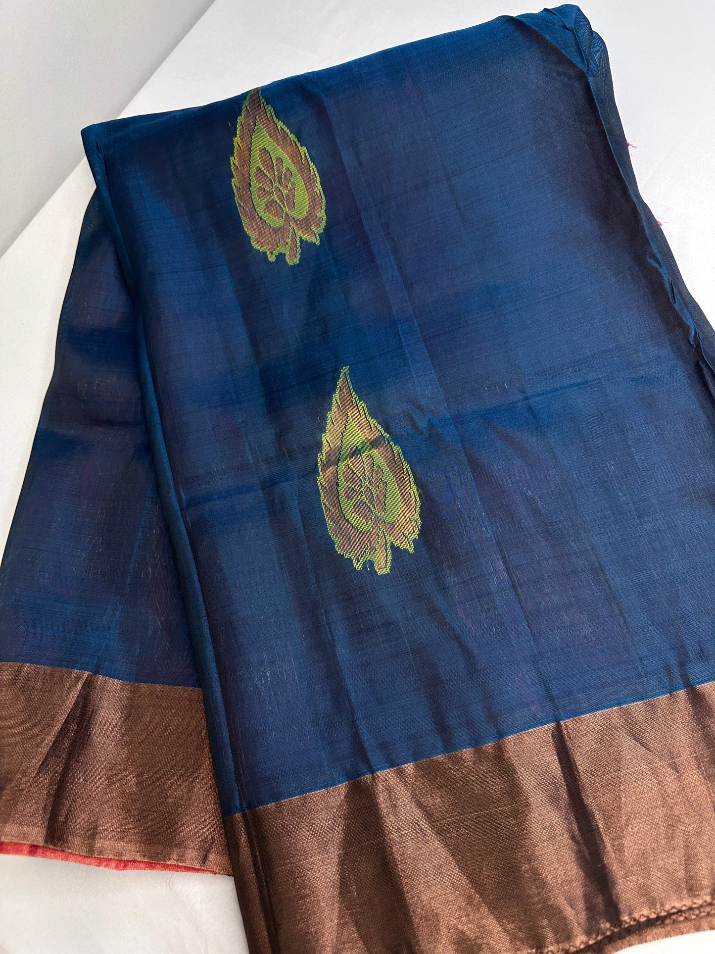 Uppad Semi Silk Blue Pink Saree